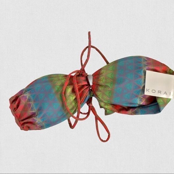 Koral Swim Bikini Top in Striped Geometric NWT - Picture 3 of 4